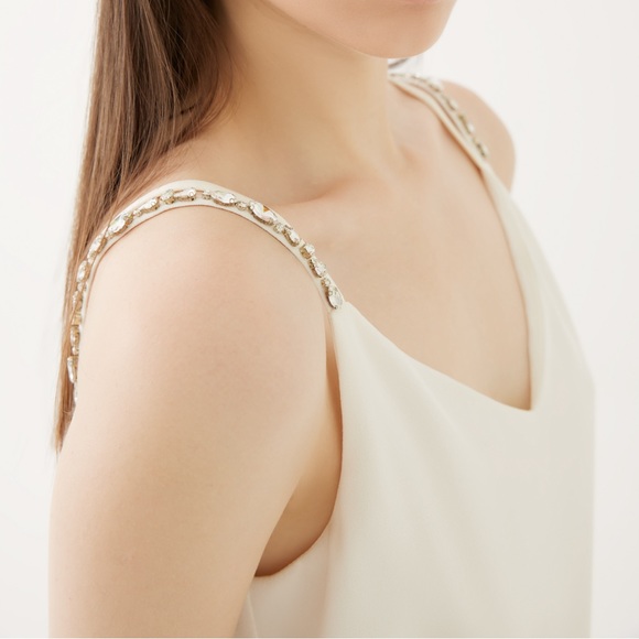 Anthropologie top with crystal beading on the straps. Made in Turkey. Size 4 - Picture 4 of 7